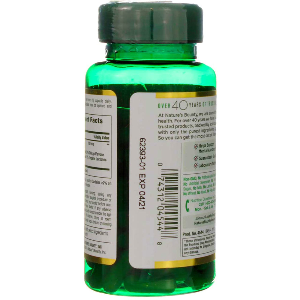 Nature's Bounty Ginkgo Biloba boxed packaging ready for daily wellness routine