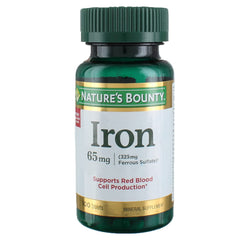 Nature's Bounty Iron 65 mg bottle top view for quick daily dosing.