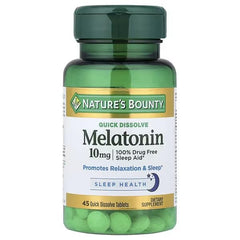 Nature's Bounty Melatonin front view for easy sleep support.