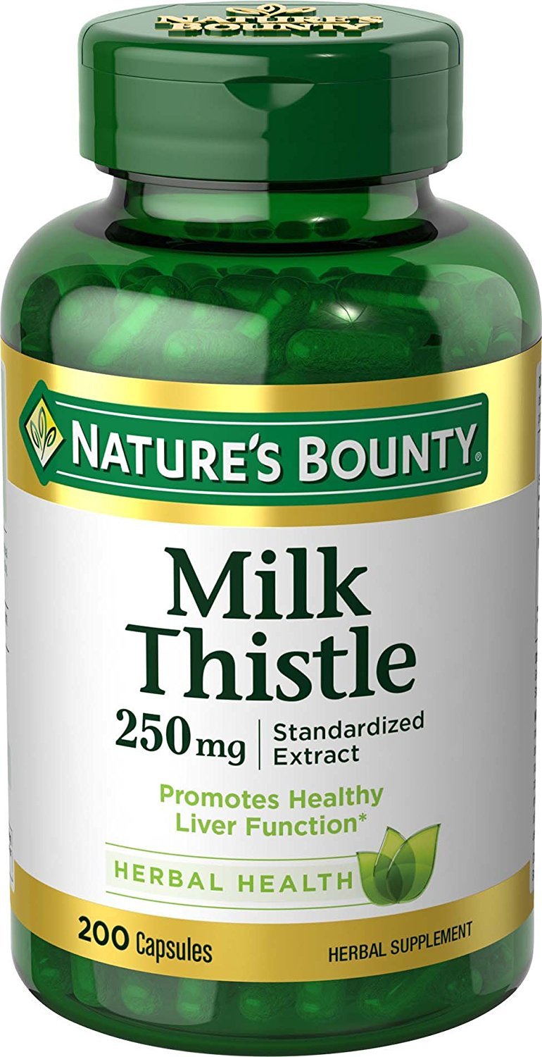 Nature's Bounty Milk Thistle capsules in bottle for liver support