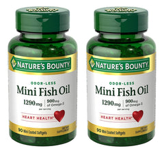 Nature's Bounty Mini Fish Oil Softgels bottle: 1290 mg formula for easy daily use.