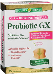 Nature's Bounty Probiotic GX bottle front for gas and bloating support