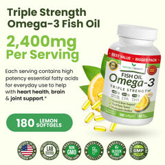 Nature's Branch third-party tested omega-3 softgels in GMP facility