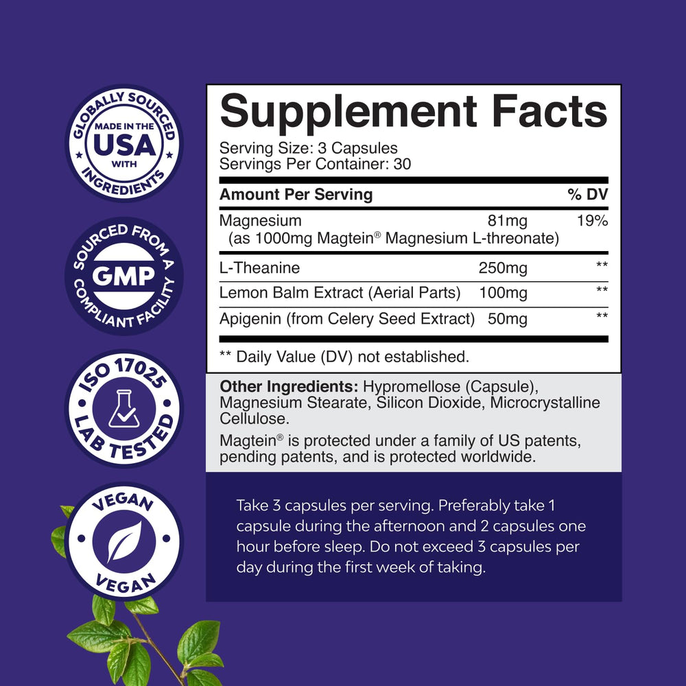 Natures Craft Apigenin and L-Theanine capsules promoting calm evenings.