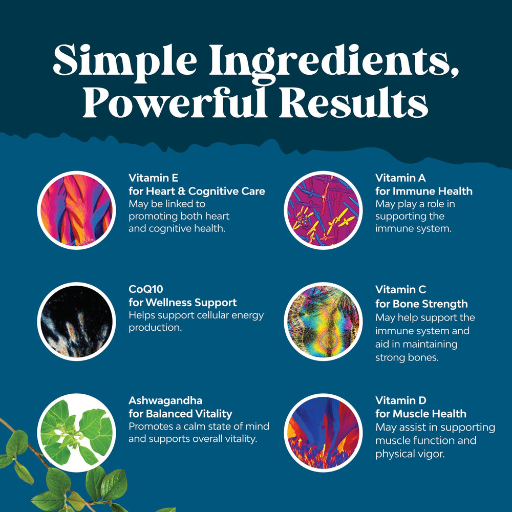 CoQ10 and Ashwagandha blend in Natures Craft gummies for daily balance.