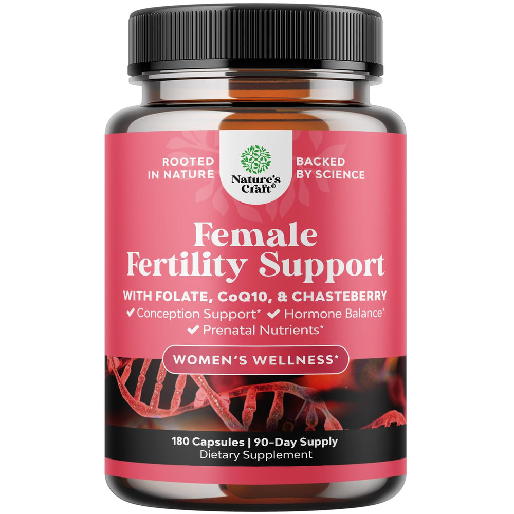 Natures Craft fertility pills packshot showing a bottle for daily preconception support
