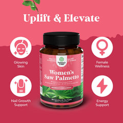 Portrait of a woman with healthier-looking hair and Natures Craft product