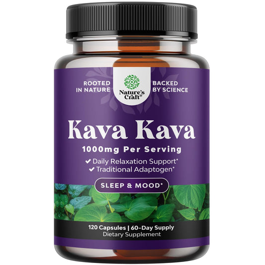 Natures Craft Kava Kava capsules bottle for daily stress support.