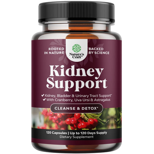 Natures Craft Kidney Cleanse bottle front shows the high-potency formula for daily support.