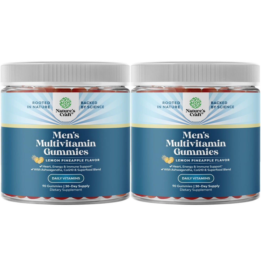 Natures Craft Men's Multivitamin Gummies with CoQ10 and Ashwagandha for daily energy support.