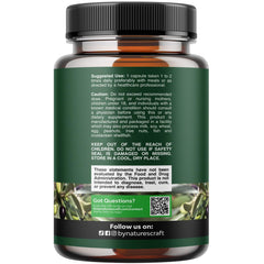 Close-up of Natures Craft olive leaf extract capsules bottle showing oleuropein percentage