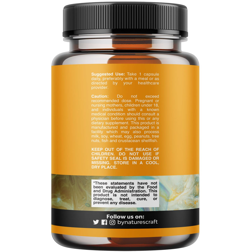 Natures Craft Pure Quercetin with Bromelain label highlights ingredients for wellness