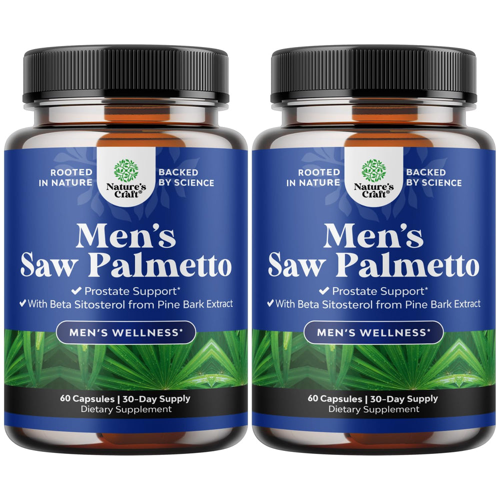 Natures Craft Saw Palmetto bottle with beta sitosterol for daily male wellness.