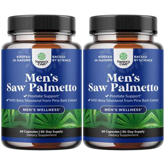 Natures Craft Saw Palmetto bottle with beta sitosterol for daily male wellness.