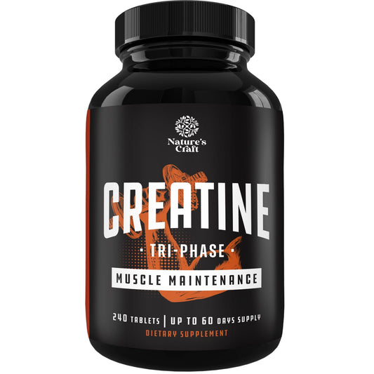 Natures Craft Tri-Phase creatine tablets pack front for lean muscle support
