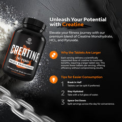 Natures Craft creatine tablet pouring from bottle during workout break