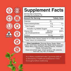 Natures Craft Vitamin D Gummies label highlights 2000IU vegan D3 for adults