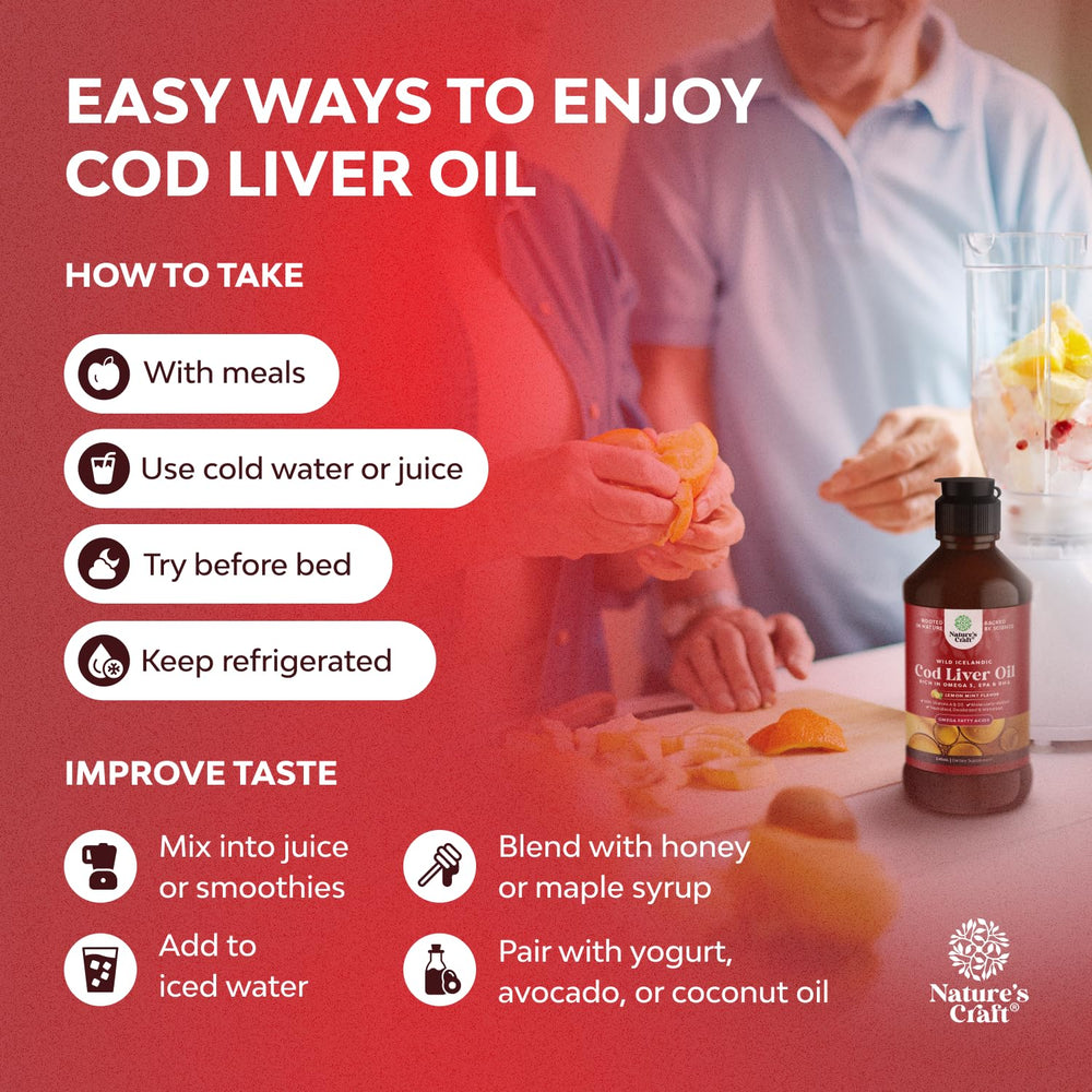 Natures Craft vitamins A and D label highlights added nutrients from cod liver oil.