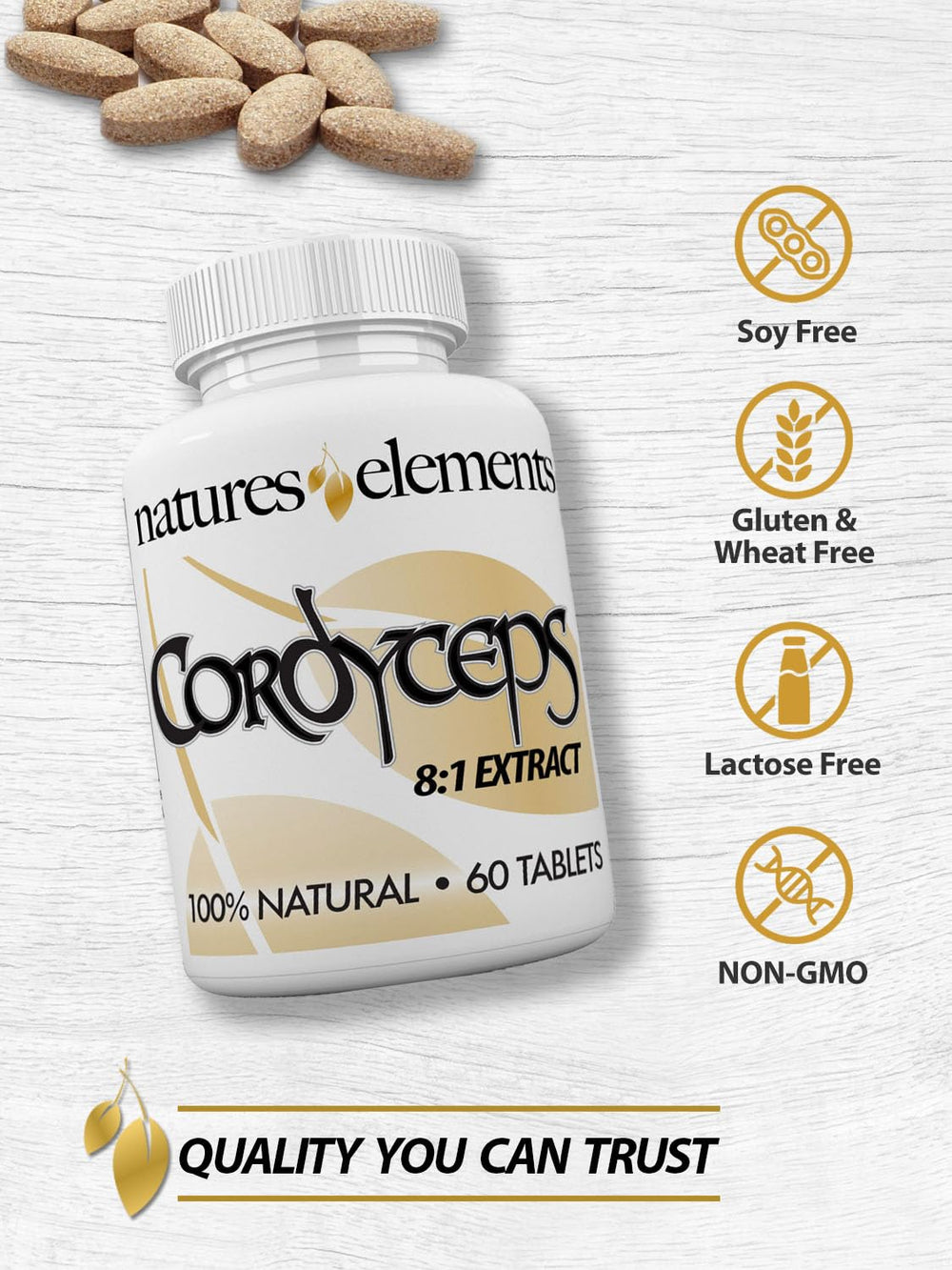 Natures Elements Cordyceps 3-pack box display supports a three-month routine