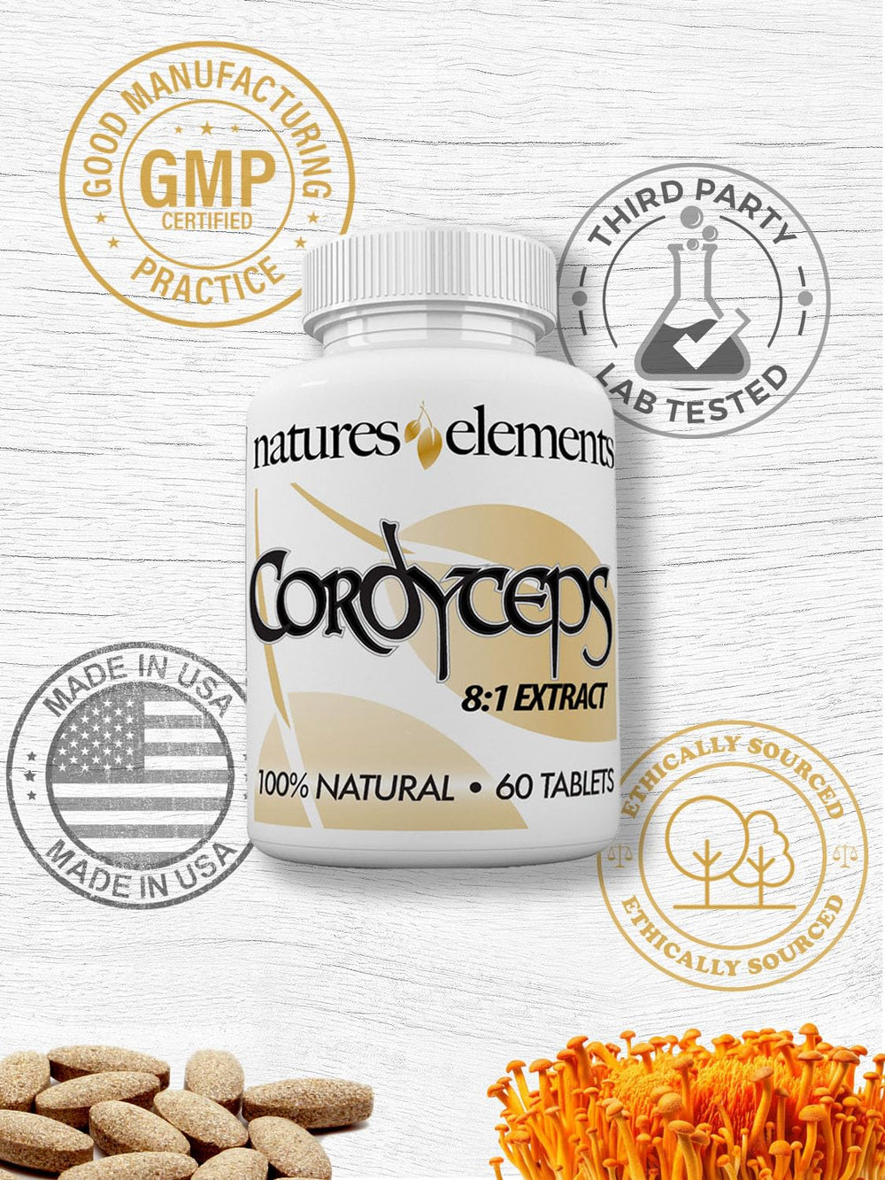Natures Elements Cordyceps vegetarian formula suitable for plant-based lifestyles