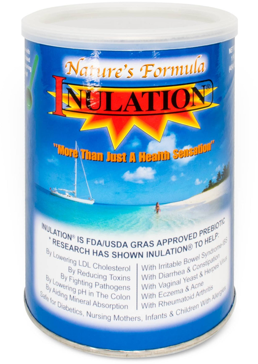 Nature's Formula Inulation pouring into liquid for quick beverage blending
