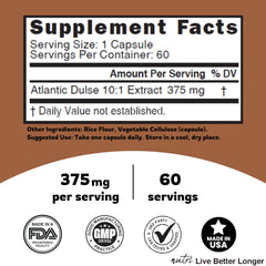 Nature's Fusions Atlantic Dulse 10:1 extract ingredients showcase seaweed-derived nutrients for daily use.