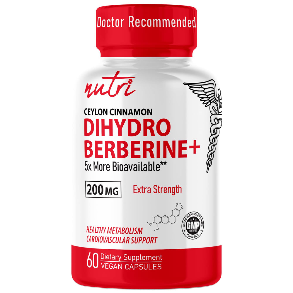Nature's Fusions Dihydroberberine bottle front highlighting enhanced absorption.