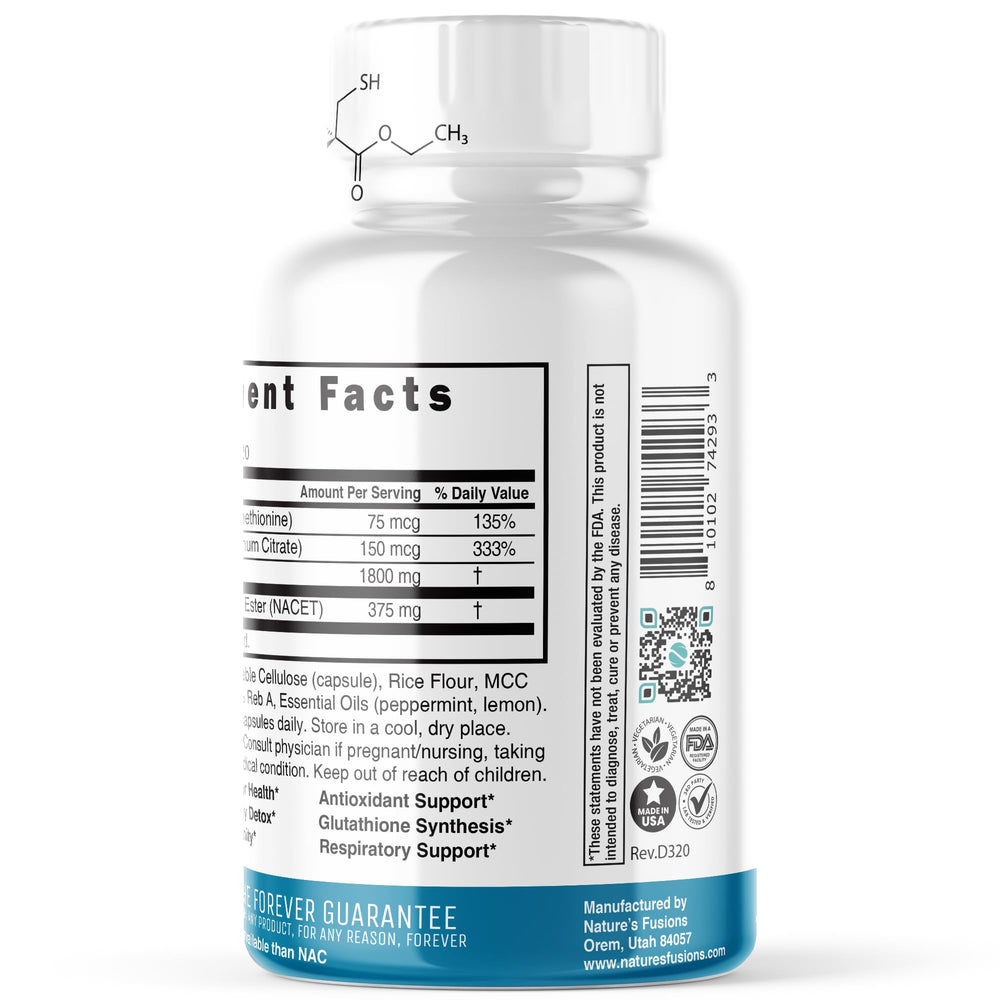 Label emphasizes NACET, Glycine, and minerals for cellular support.