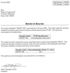 Dosage information card included with Nature's Fusions NACET bottles