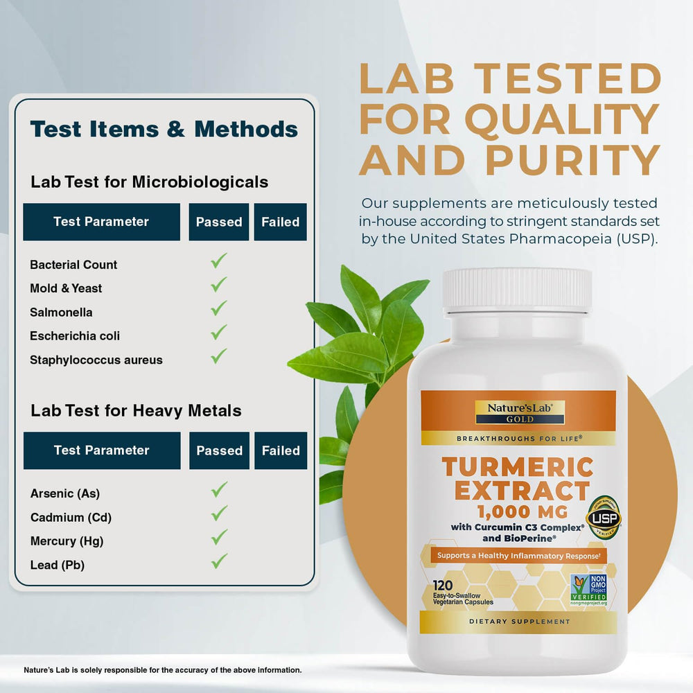 Nature's Lab Turmeric capsules with measuring scoop for daily routine