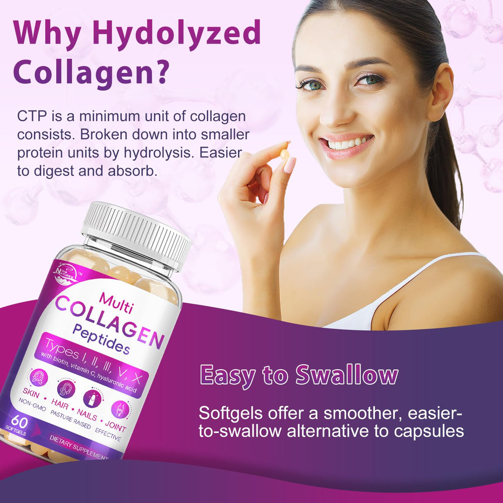 Nature's live packaging shows biotin, vitamin C and hyaluronic acid.