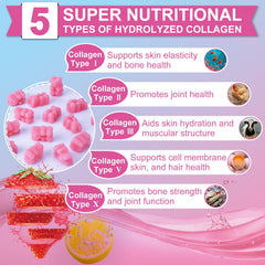 Nature's live bottle back shows collagen types I–X and key ingredients