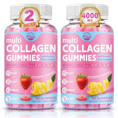 Nature's live Multi Collagen Gummies bottle front promotes skin, hair and nails support