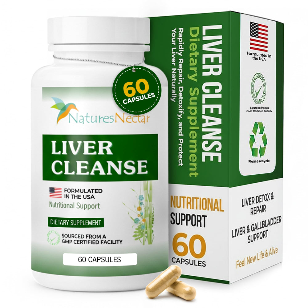 Nature's Nectar Liver Cleanse bottle cap close-up, safe and convenient daily use.