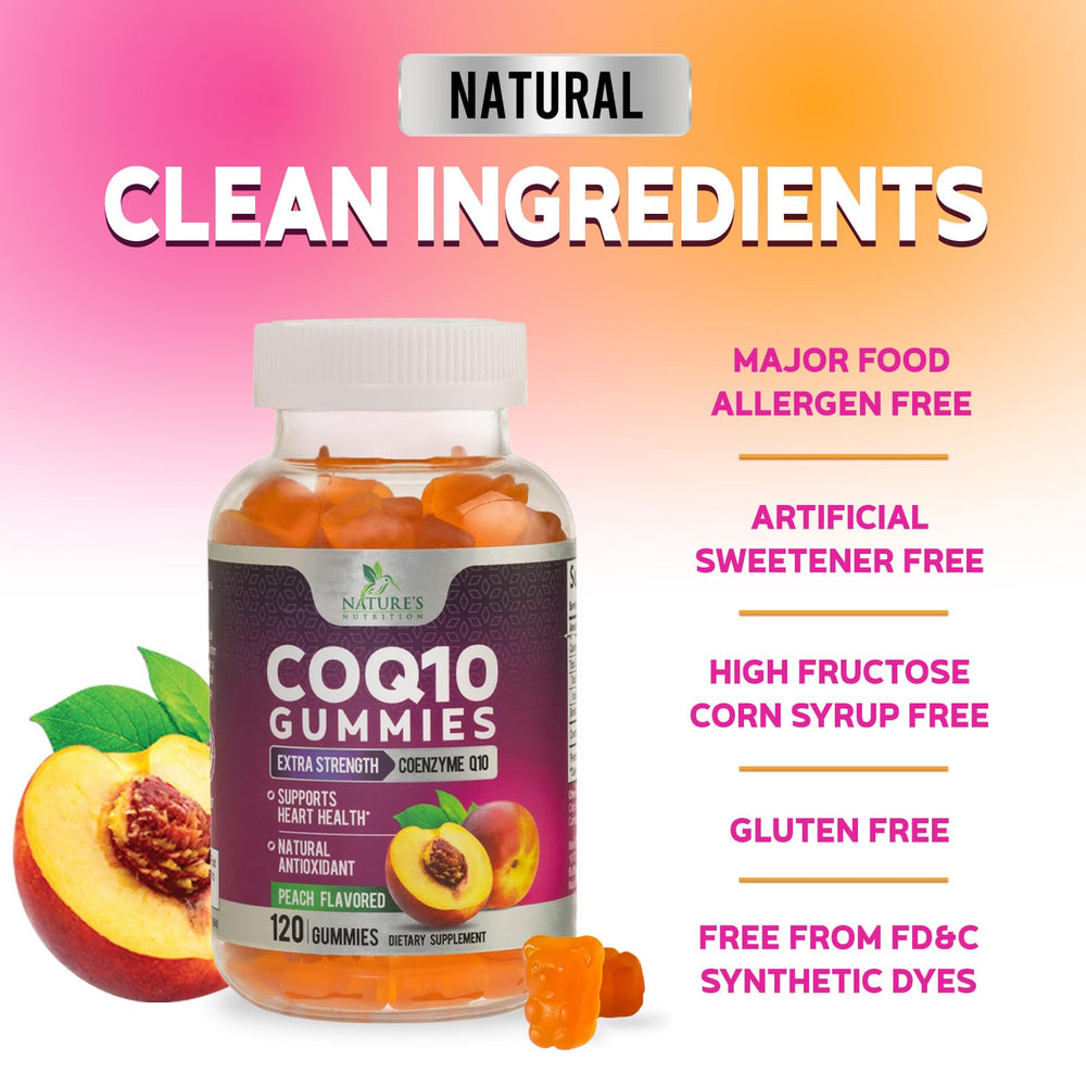 Nature's Nutrition CoQ10 Gummies designed to support heart health.