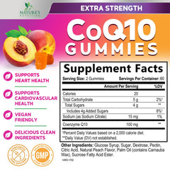 Nature's Nutrition CoQ10 Gummies peach flavor for daily wellness.