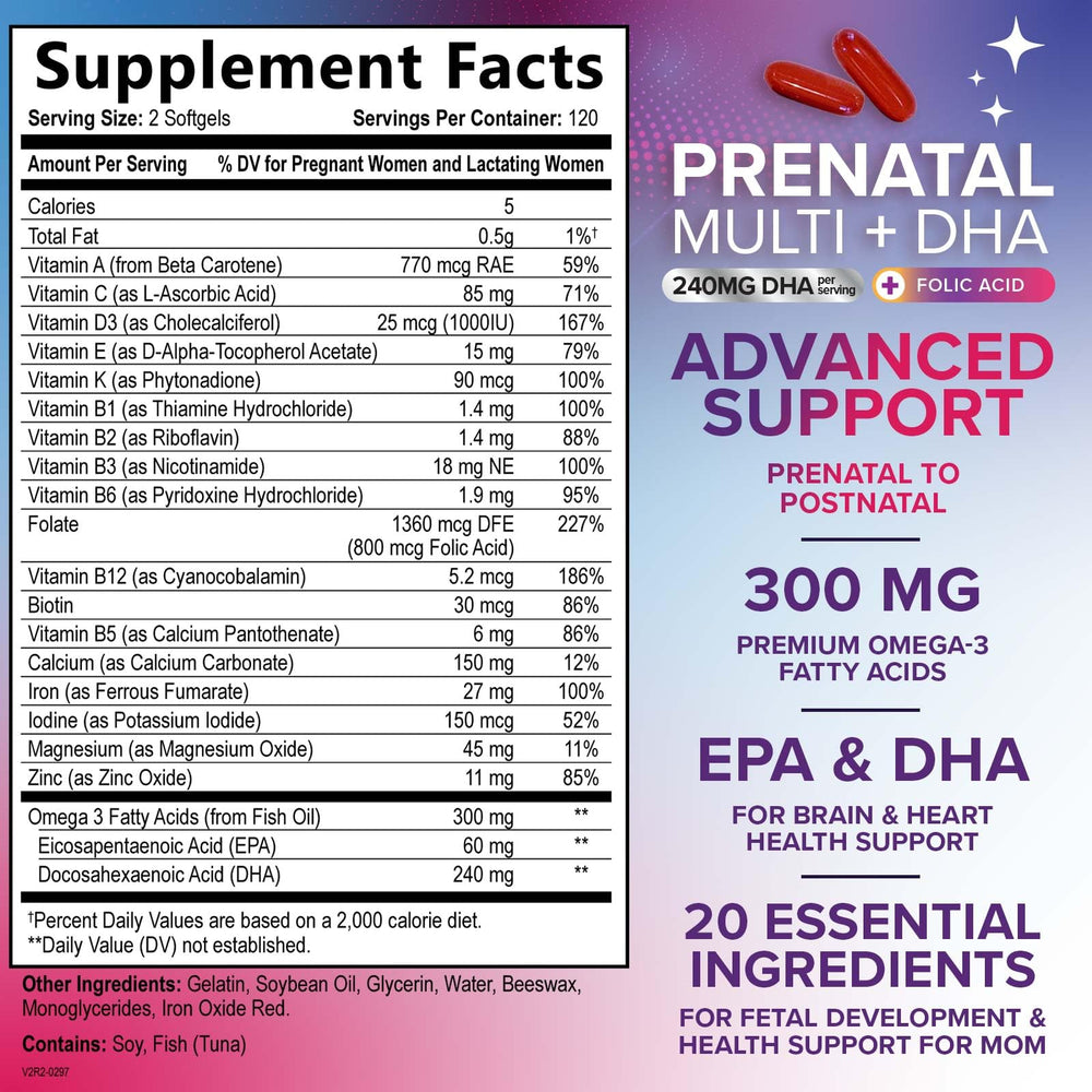 Nature's Nutrition prenatal vitamins softgels ready for easy daily intake
