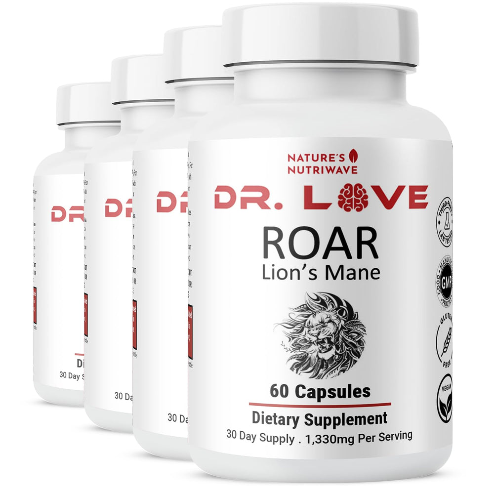 Nature’s NutriWave Dr. Love Roar bottle front supports daily focus with a plant-based blend
