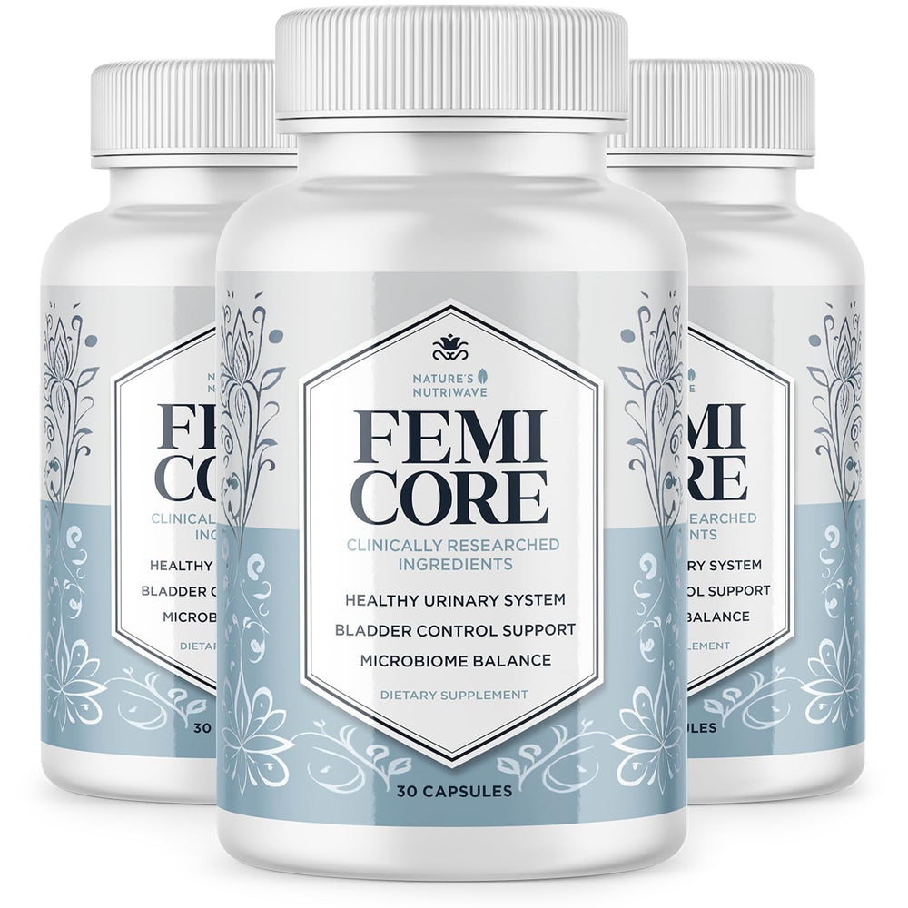 Nature’s NutriWave FemiCore bottle—daily, stimulant-free wellness support for busy women.