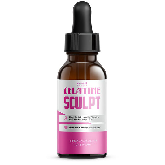 Nature’s NutriWave Gelatin Sculpt bottle with clean labeling for easy daily liquid supplementation.