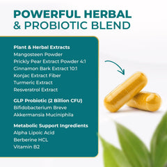 Hibiscus flower powder near GLPro bottle highlighting natural blend