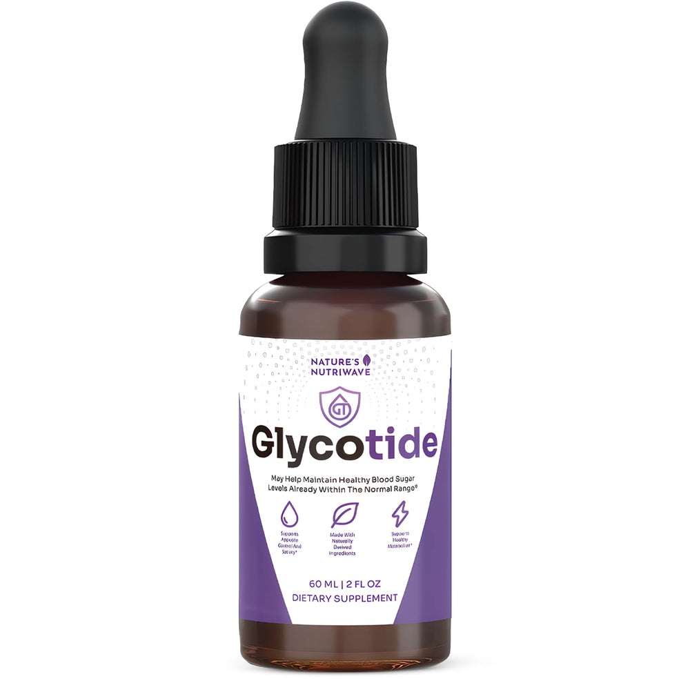 Nature’s NutriWave Glycotide bottle front for an easy, stimulant-free daily supplement.
