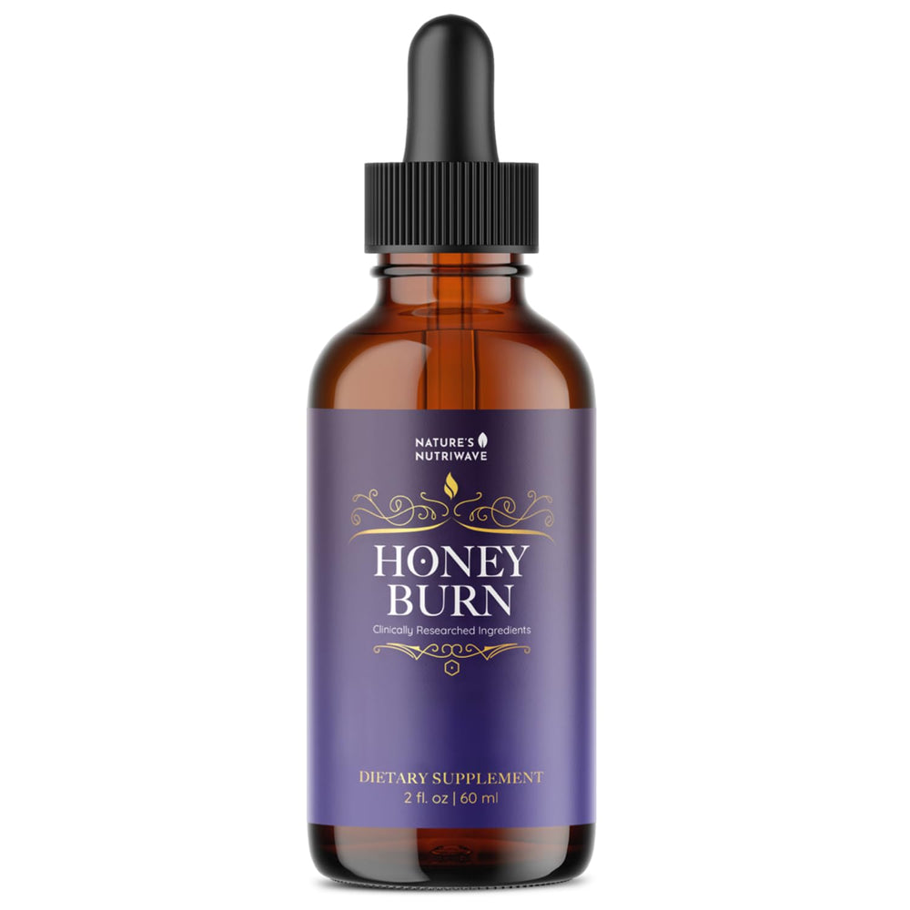 Nature's NutriWave HoneyBurn Purple Honey bottle highlighting daily wellness routine
