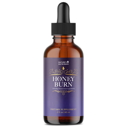 Nature's NutriWave HoneyBurn Purple Honey bottle highlighting daily wellness routine