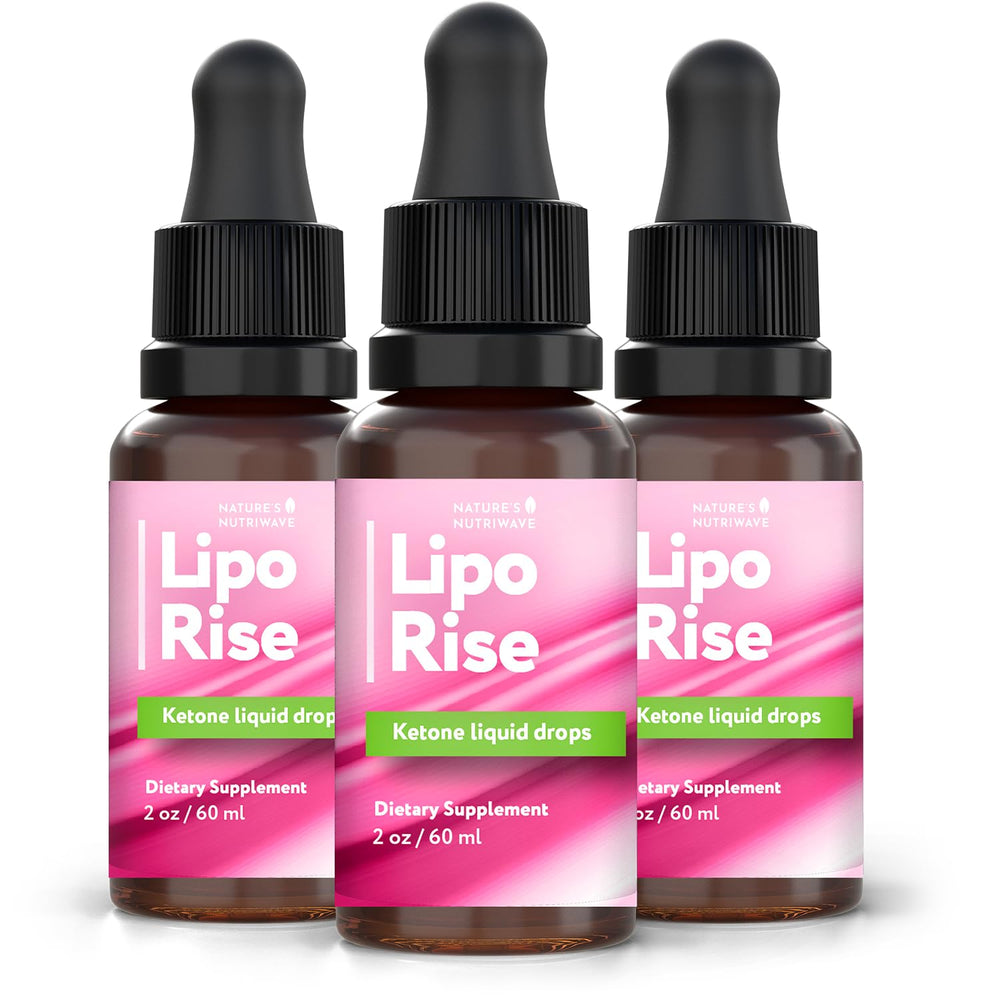 Nature's NutriWave LipoRise Drops bottle front offering plant-based daily balance.