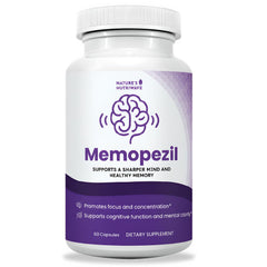 Memopezil bottle front view by Nature’s NutriWave with 60 capsules for daily wellness