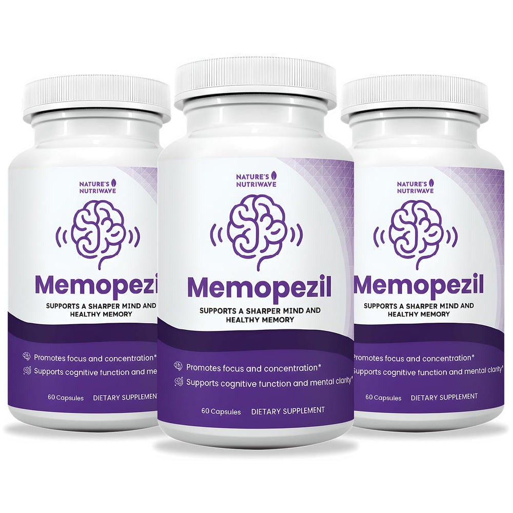 Memopezil bottle from Nature's NutriWave for a simple daily wellness routine.