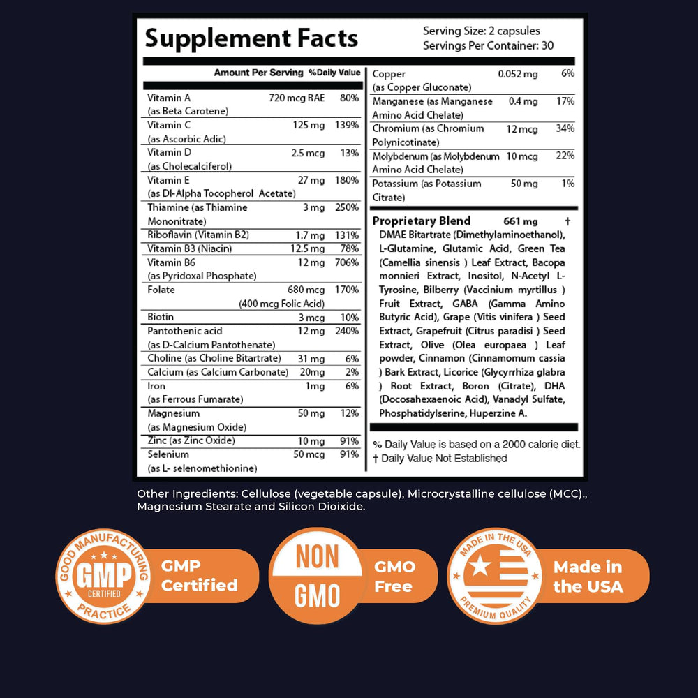 Nature’s NutriWave Memory Lift packaging emphasizes USA-made, GMP-certified quality.