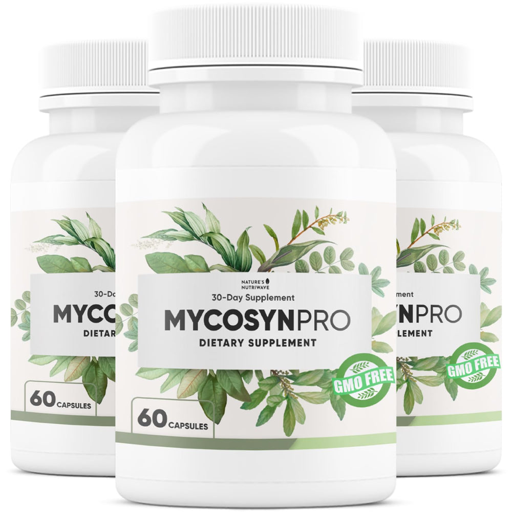 Nature’s NutriWave Mycosyn Pro capsules in bottle for daily wellness.