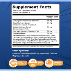 Mushroom blend of Reishi, Lion’s Mane, Cordyceps powering daily focus.